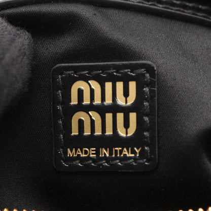SOFTY SHINE ハンドバッグ レザー ブラック ミュウミュウ バッグ miu miu