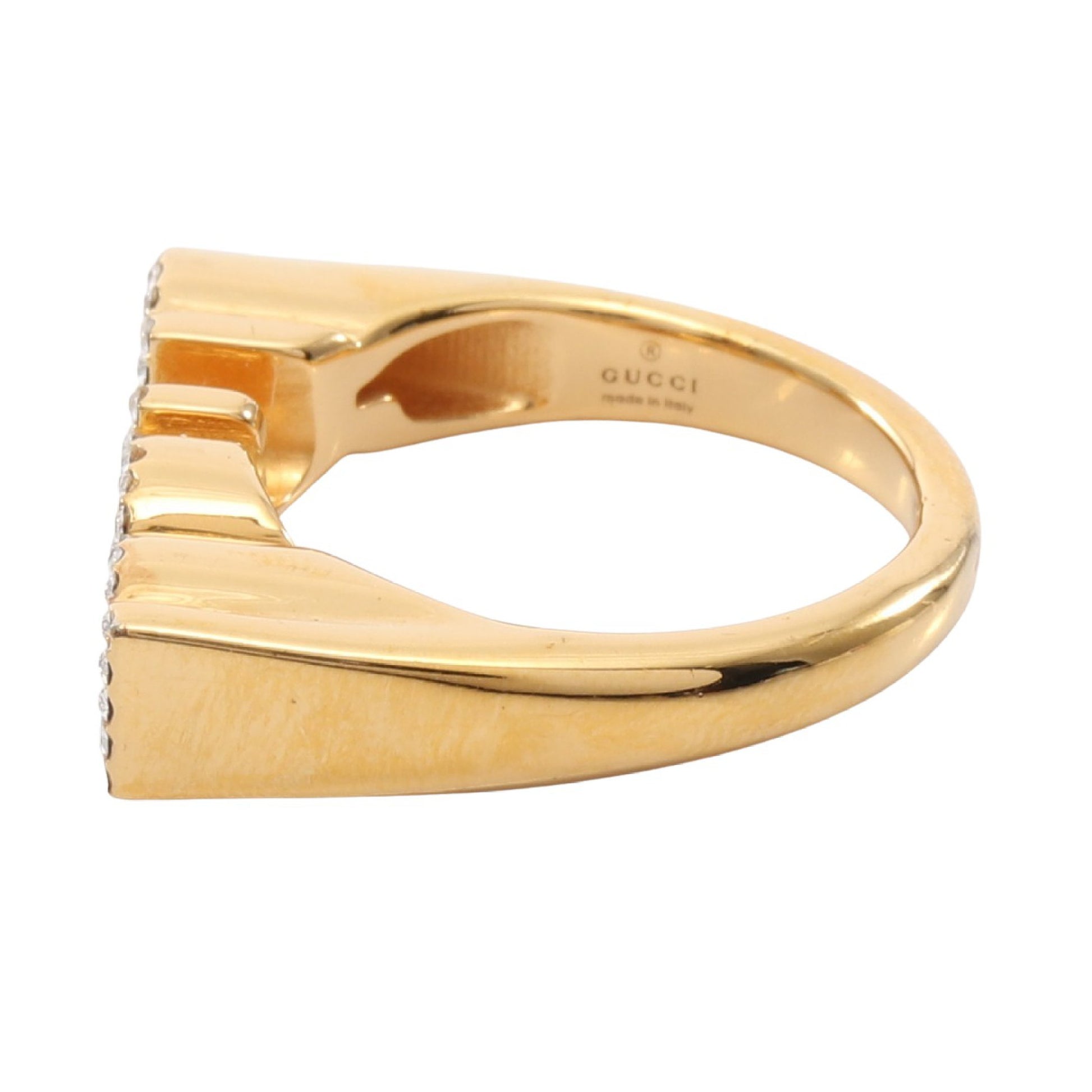 ロゴ ラインストーン リング 指輪 GP ゴールド グッチ アクセサリー GUCCI