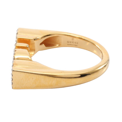 ロゴ ラインストーン リング 指輪 GP ゴールド グッチ アクセサリー GUCCI