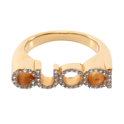 ロゴ ラインストーン リング 指輪 GP ゴールド グッチ アクセサリー GUCCI