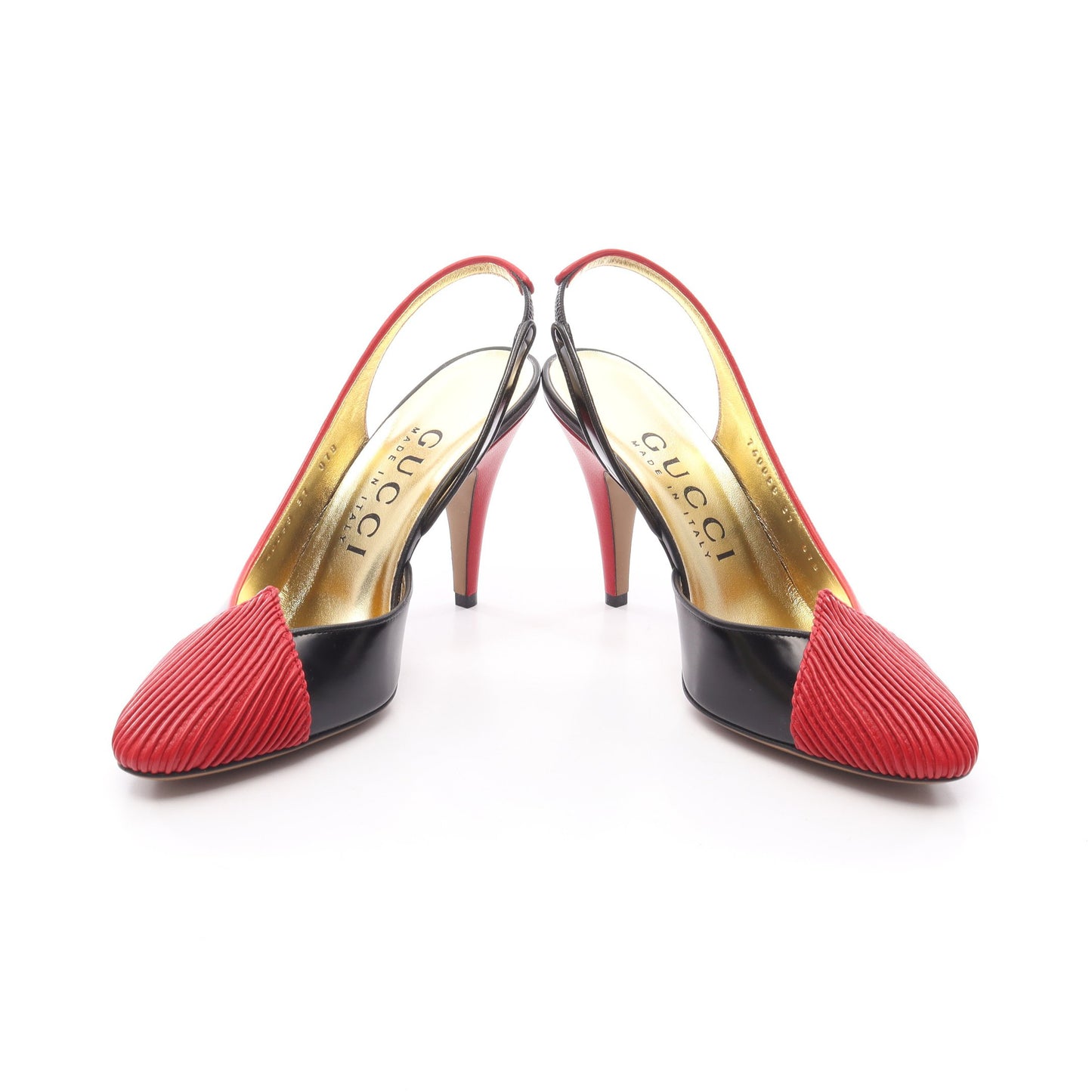 スリングバック パンプス レザー ブラック レッド グッチ シューズ GUCCI