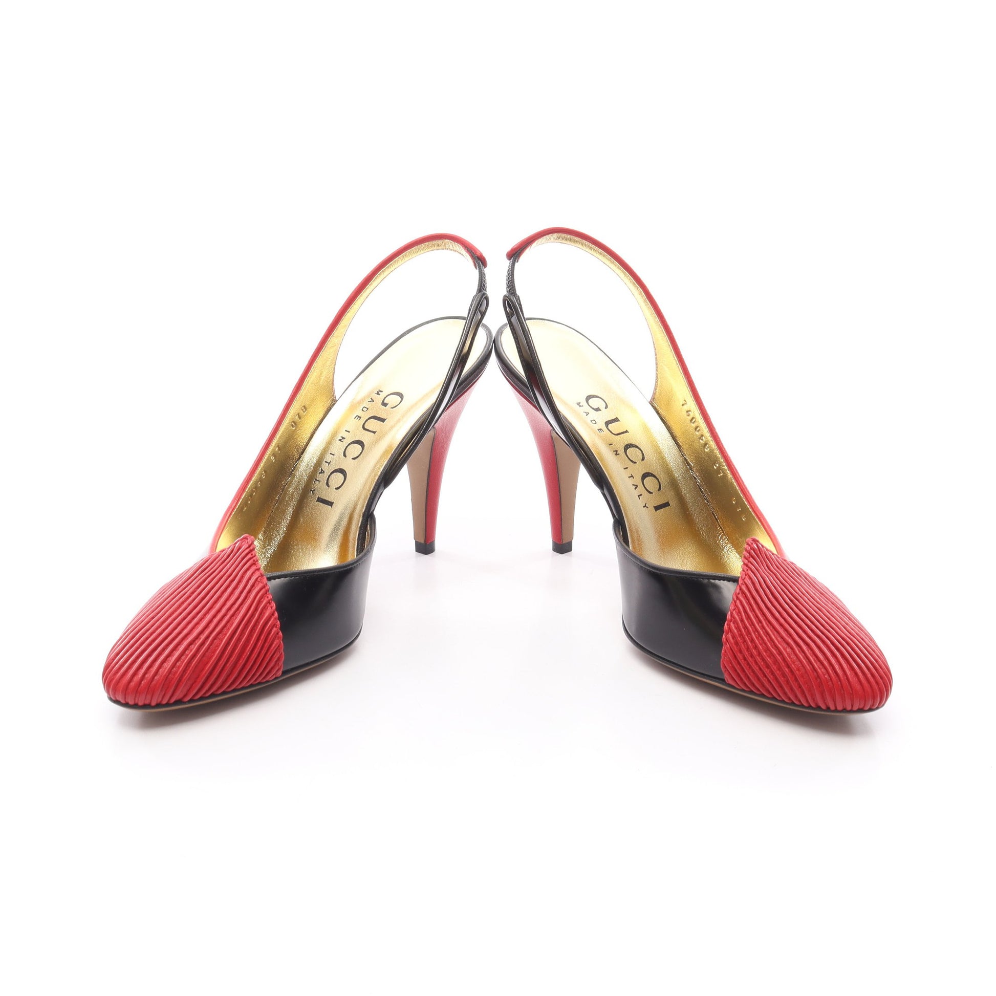 スリングバック パンプス レザー ブラック レッド グッチ シューズ GUCCI