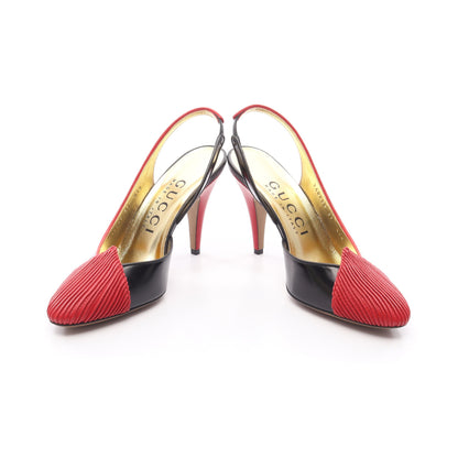 スリングバック パンプス レザー ブラック レッド グッチ シューズ GUCCI