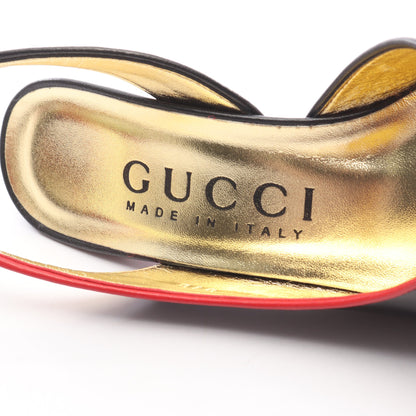 スリングバック パンプス レザー ブラック レッド グッチ シューズ GUCCI