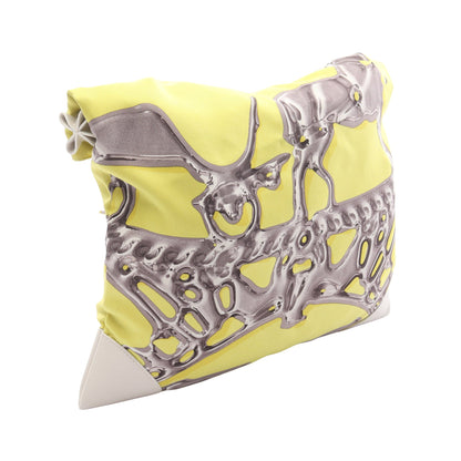 シルキーシティPM ショルダーバッグ シルク レザー イエロー マルチカラー シルバー金具 □O刻印 エルメス バッグ HERMES
