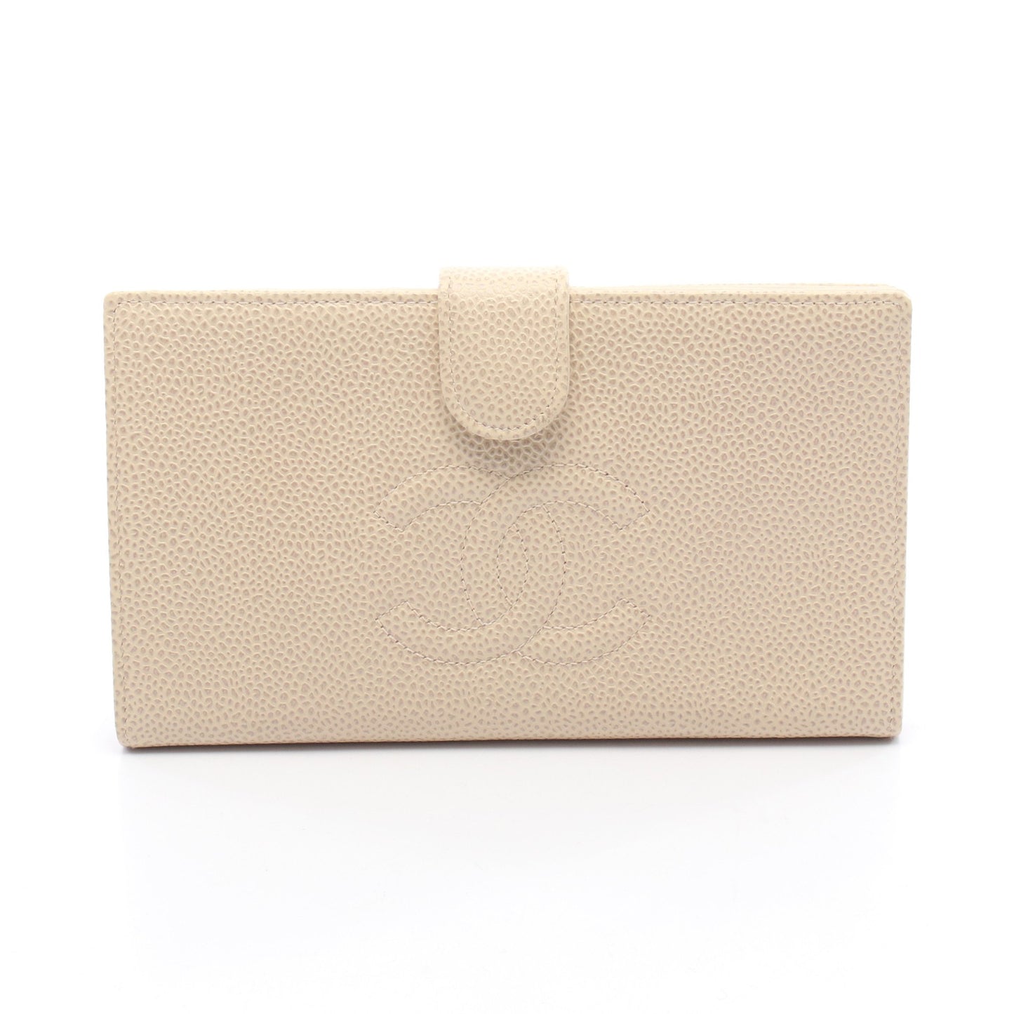 ココマーク 二つ折り長財布 キャビアスキン アイボリー ゴールド金具 シャネル 財布・小物 CHANEL