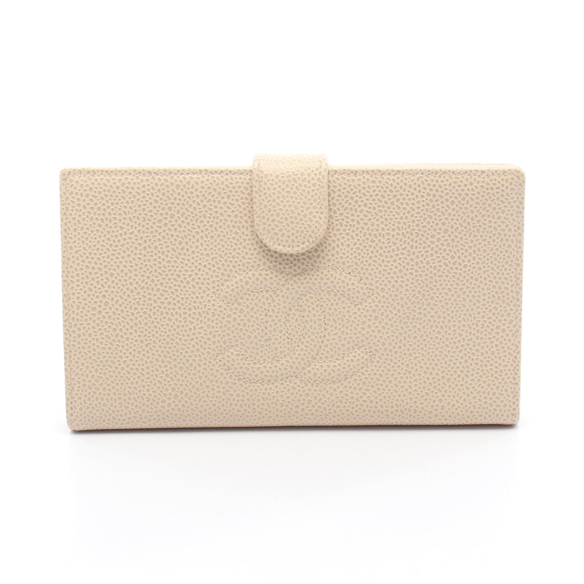 ココマーク 二つ折り長財布 キャビアスキン アイボリー ゴールド金具 シャネル 財布・小物 CHANEL