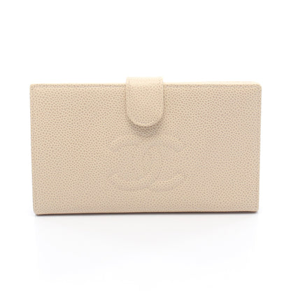 ココマーク 二つ折り長財布 キャビアスキン アイボリー ゴールド金具 シャネル 財布・小物 CHANEL