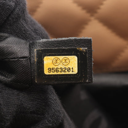 カンボンライン ラージ ショルダーバッグ トートバッグ レザー ベージュ ブラック シルバー金具 シャネル バッグ CHANEL