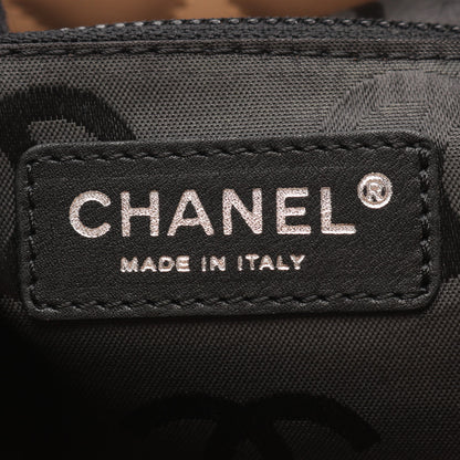 カンボンライン ラージ ショルダーバッグ トートバッグ レザー ベージュ ブラック シルバー金具 シャネル バッグ CHANEL