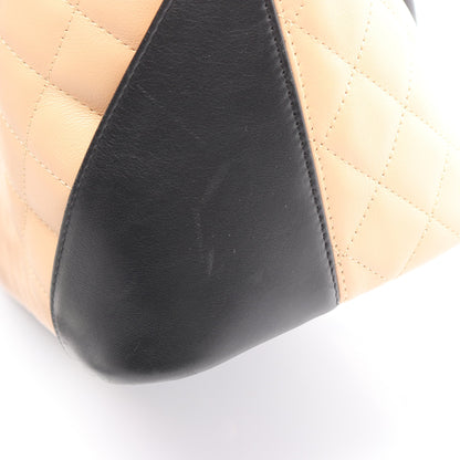 カンボンライン ラージ ショルダーバッグ トートバッグ レザー ベージュ ブラック シルバー金具 シャネル バッグ CHANEL