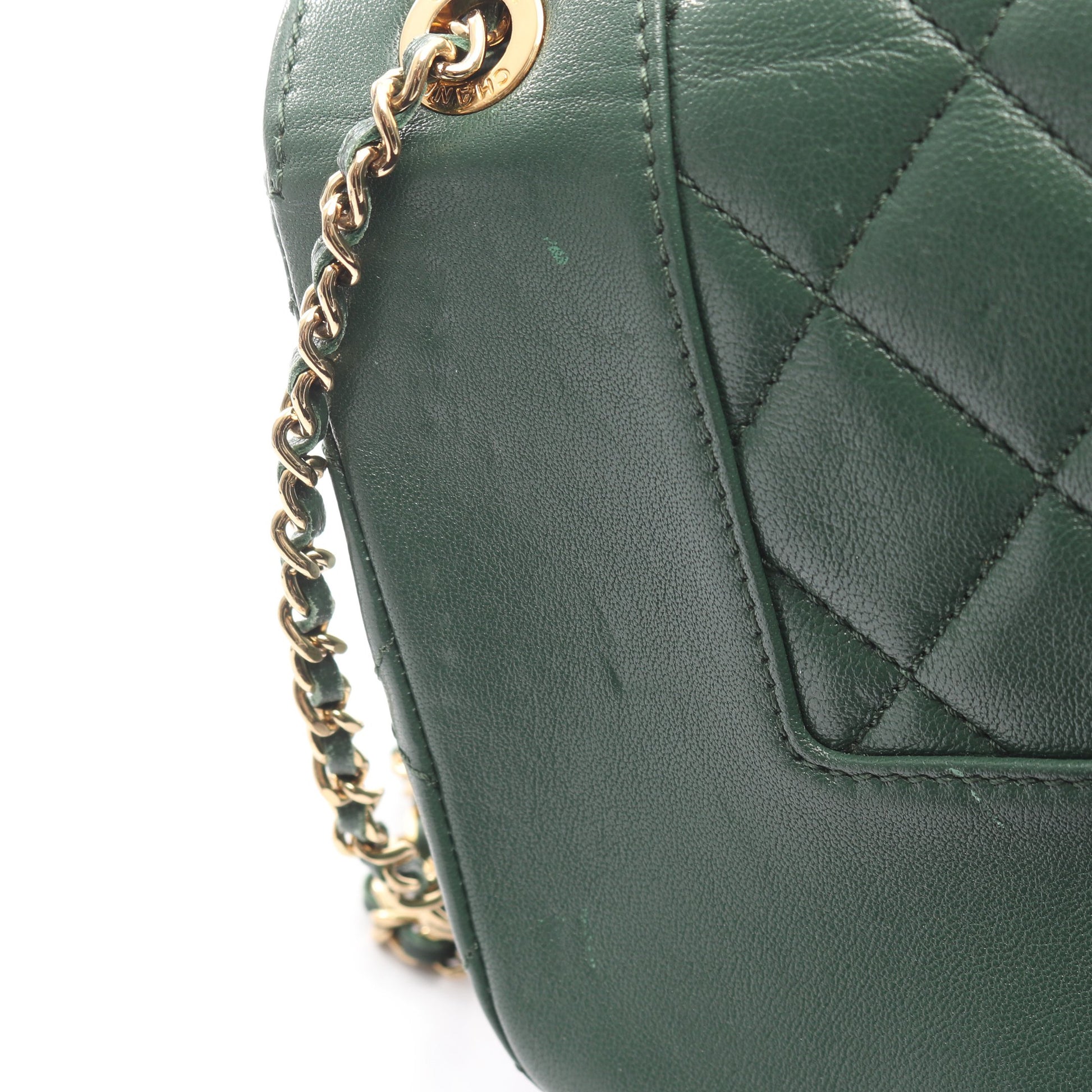 マトラッセ チェーンショルダーバッグ レザー グリーン ゴールド金具 シャネル バッグ CHANEL