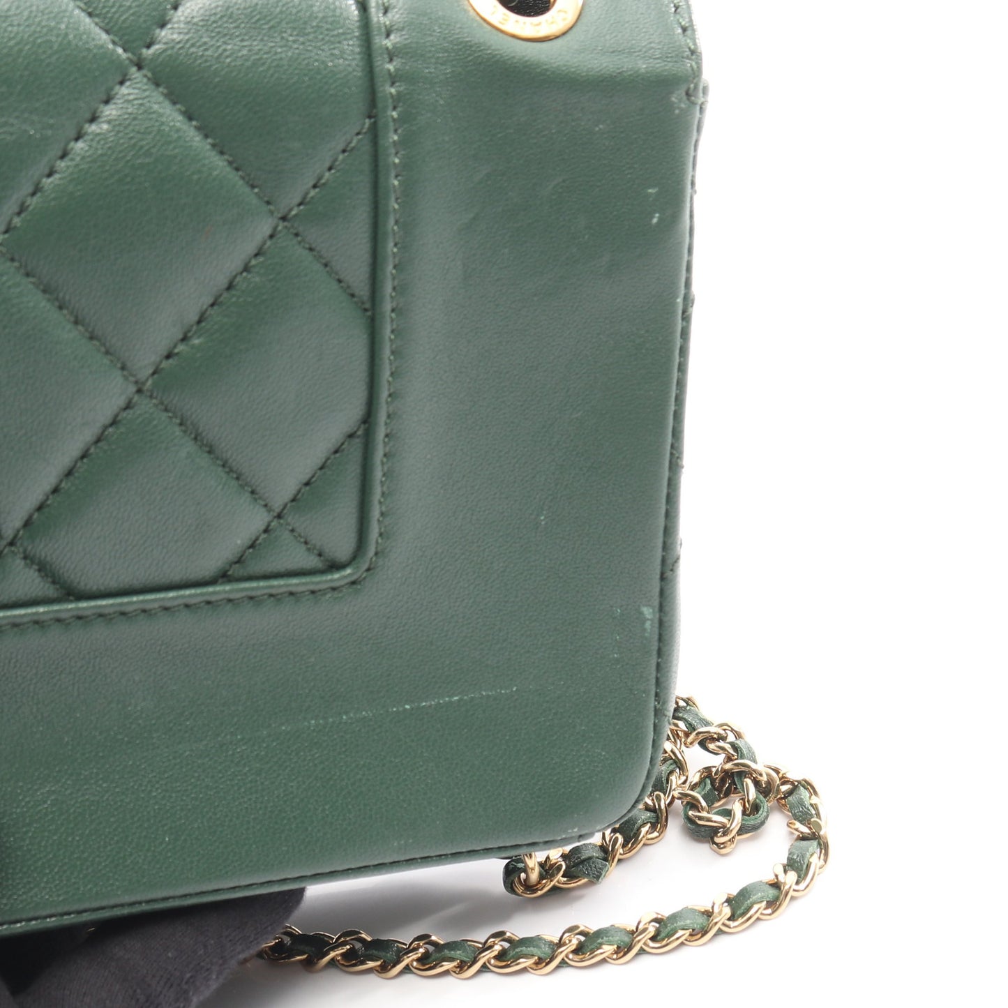 マトラッセ チェーンショルダーバッグ レザー グリーン ゴールド金具 シャネル バッグ CHANEL