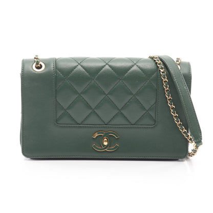 マトラッセ チェーンショルダーバッグ レザー グリーン ゴールド金具 シャネル バッグ CHANEL