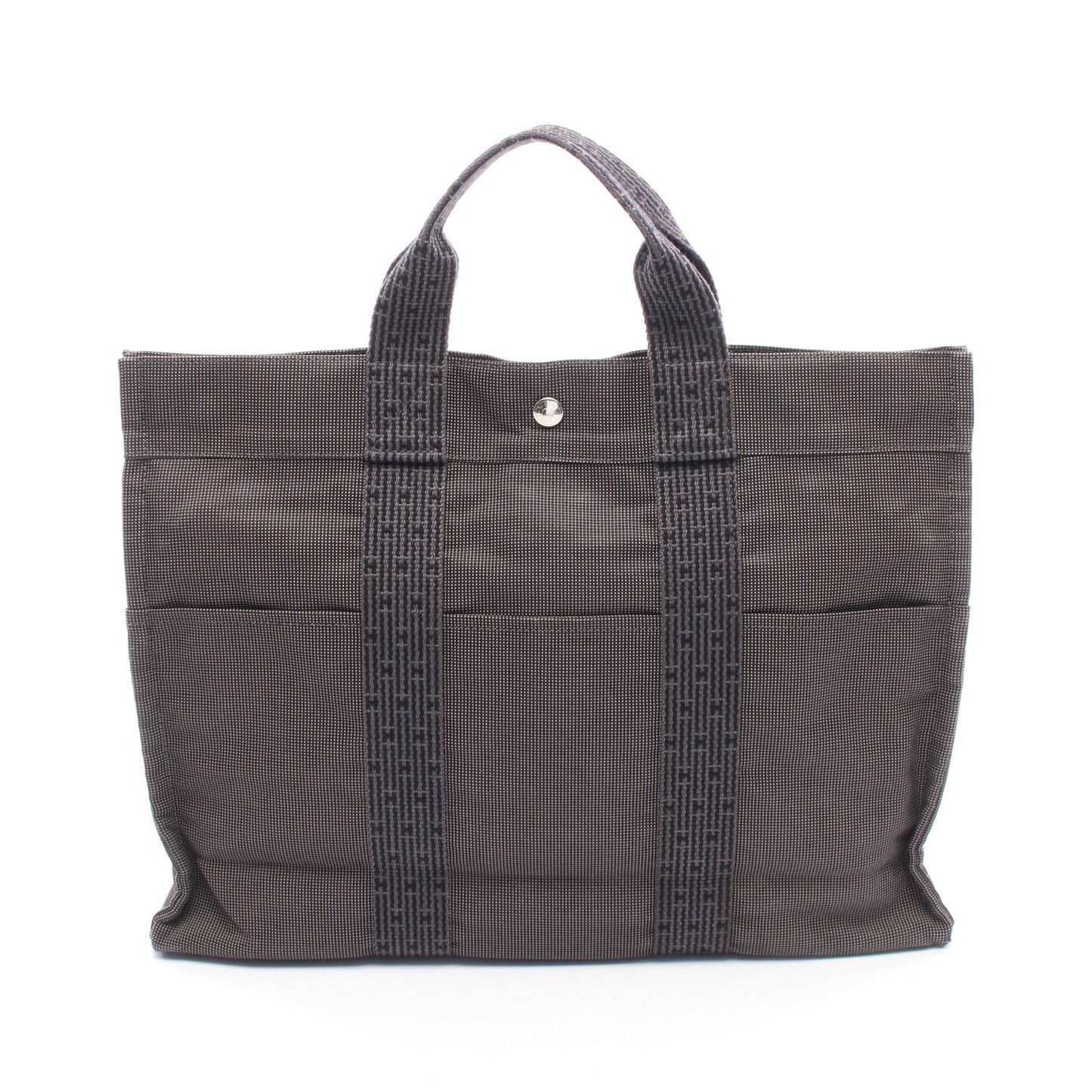 エールラインMM ハンドバッグ トートバッグ キャンバス グレー シルバー金具 エルメス バッグ HERMES