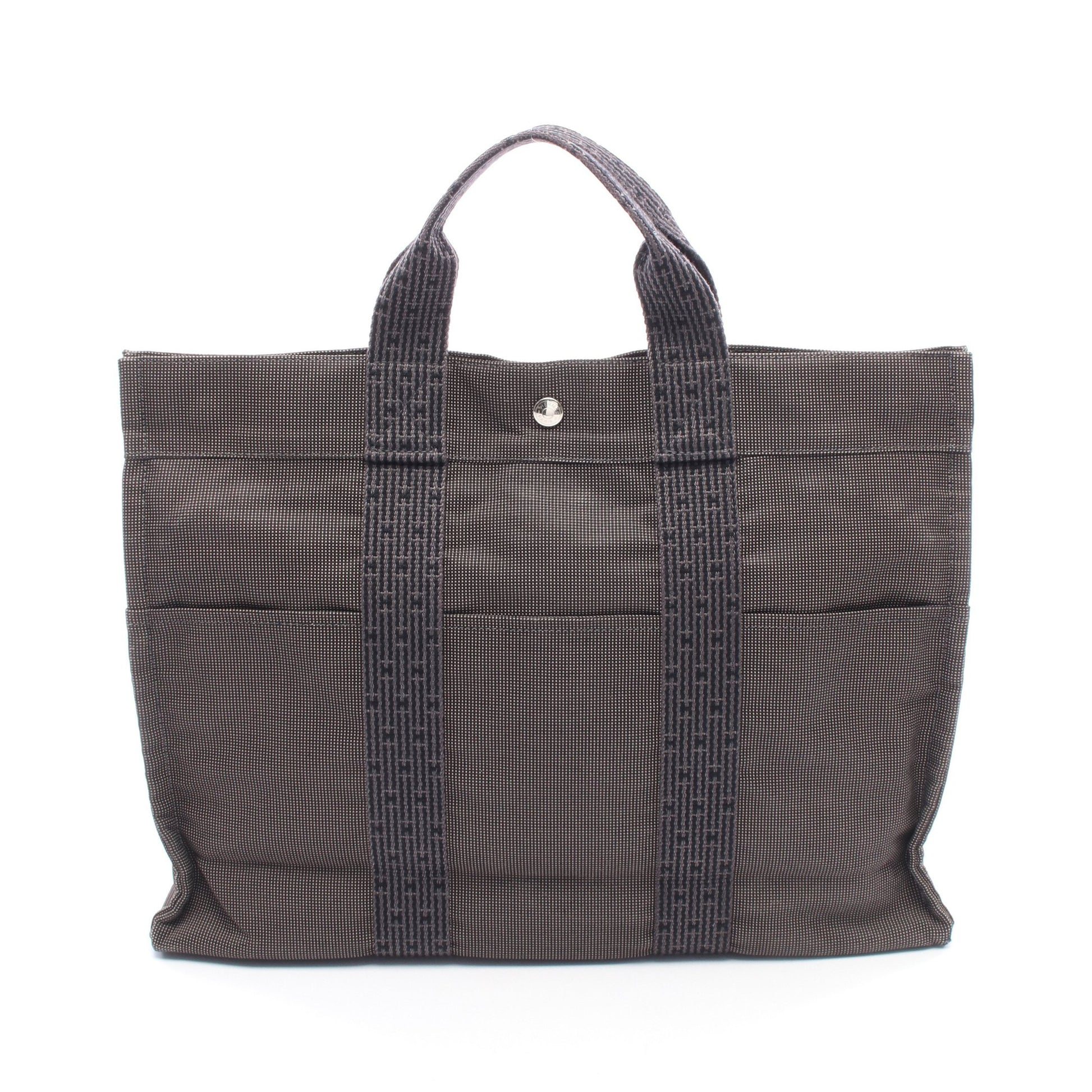 エールラインMM ハンドバッグ トートバッグ キャンバス グレー シルバー金具 エルメス バッグ HERMES