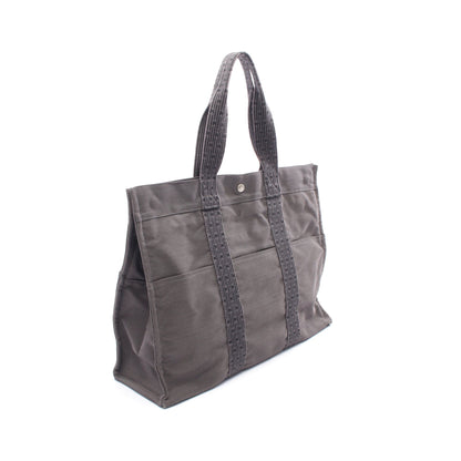 エールラインGM ハンドバッグ トートバッグ キャンバス グレー シルバー金具 エルメス バッグ HERMES
