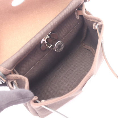 エールバッグジップ ミニ エベンヌ ショルダーバッグ トワルアッシュ ヴァッシュハンター ダークブラウン シルバー金具 W刻印 エルメス バッグ HERMES