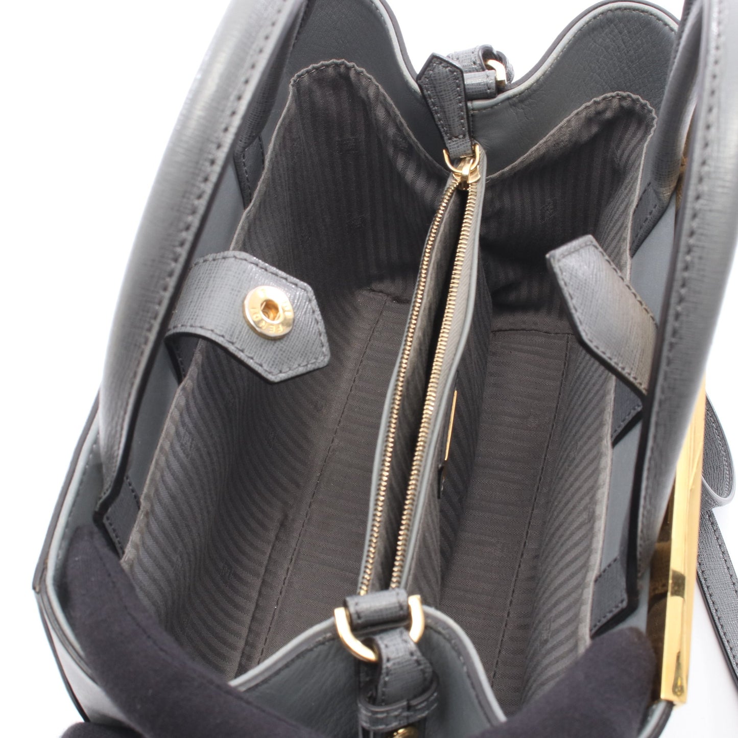 PETITE 2JOURS プチ トゥージュール 2WAY ハンドバッグ レザー グレー フェンディ バッグ FENDI