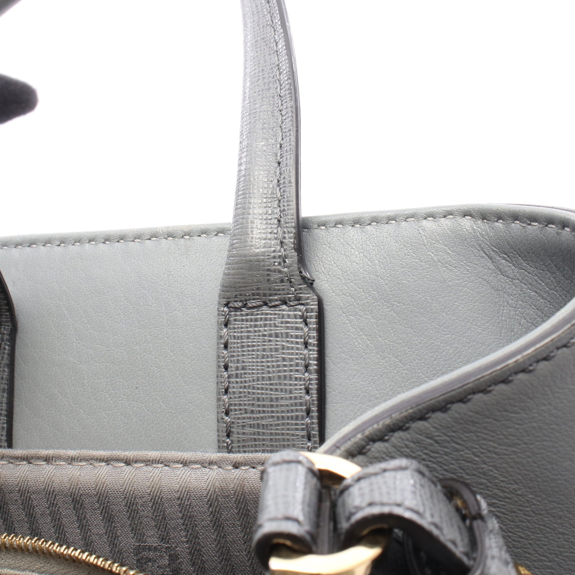 PETITE 2JOURS プチ トゥージュール 2WAY ハンドバッグ レザー グレー フェンディ バッグ FENDI
