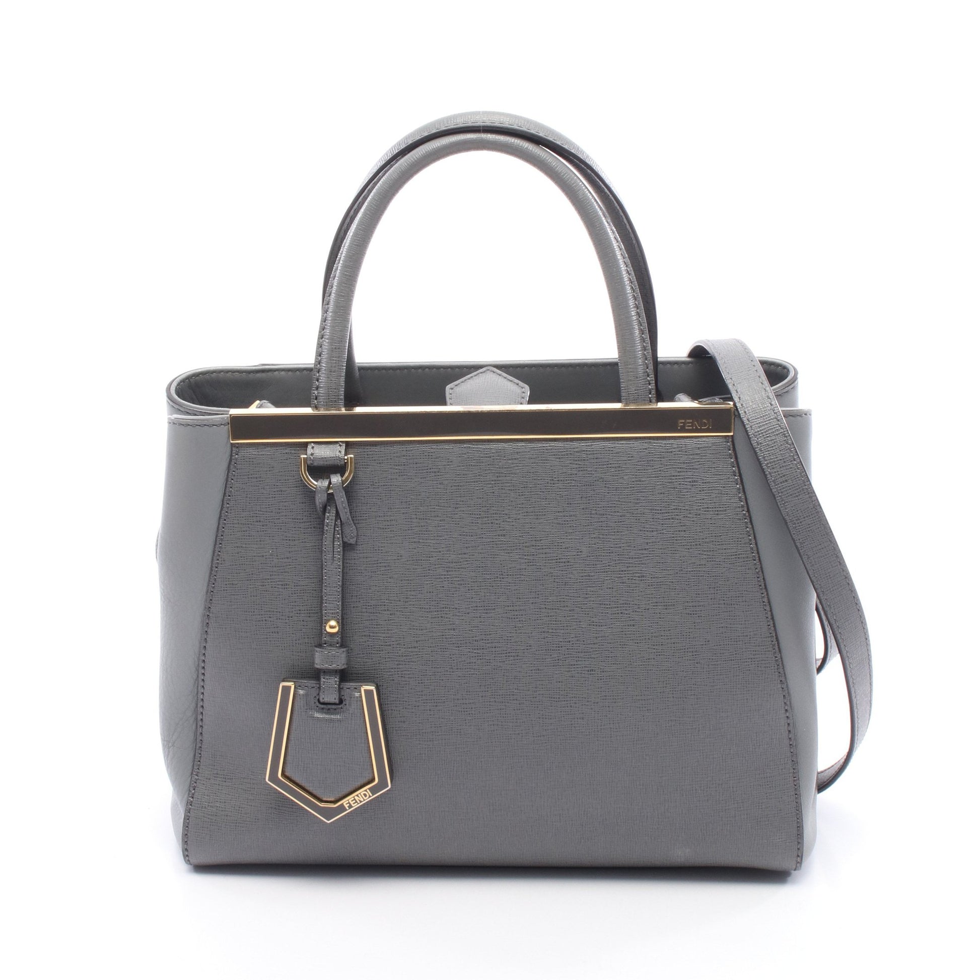 PETITE 2JOURS プチ トゥージュール 2WAY ハンドバッグ レザー グレー フェンディ バッグ FENDI