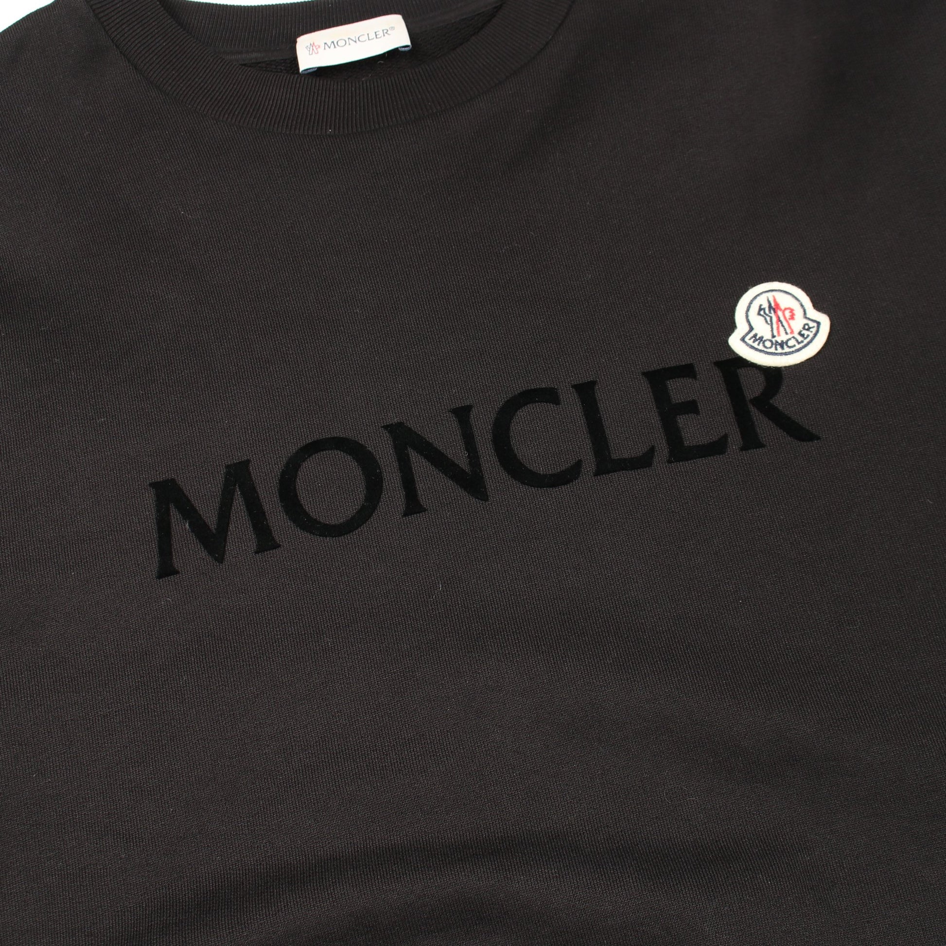 ロゴクルーネック スウェットシャツ コットン ブラック モンクレール トップス MONCLER