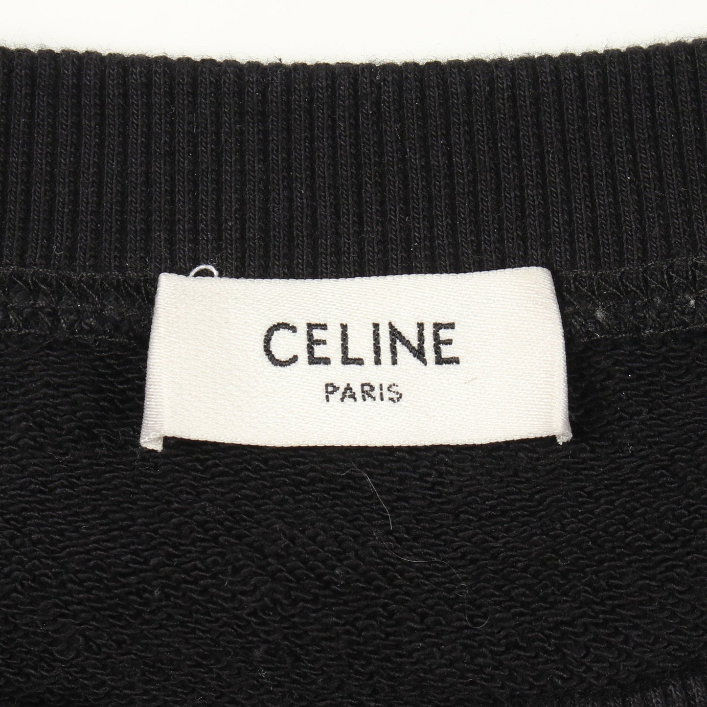 カレッジロゴ フロッキープリント クルーネック スウェットシャツ コットン ブラック セリーヌ トップス CELINE