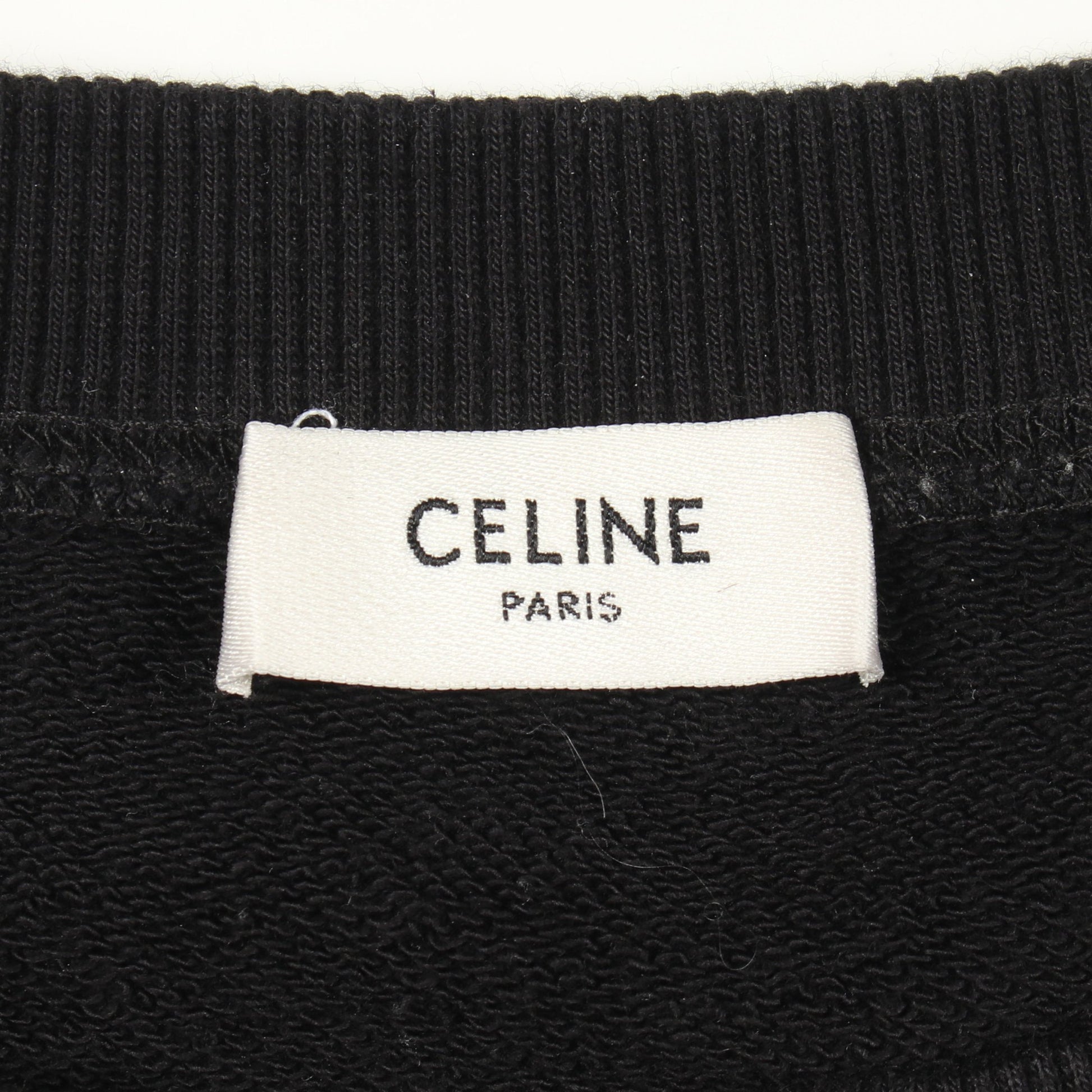 カレッジロゴ フロッキープリント クルーネック スウェットシャツ コットン ブラック セリーヌ トップス CELINE