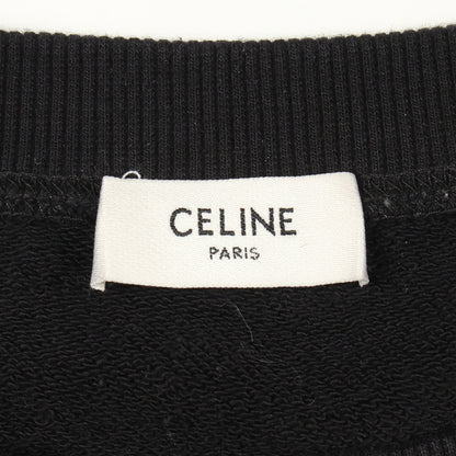 カレッジロゴ フロッキープリント クルーネック スウェットシャツ コットン ブラック セリーヌ トップス CELINE