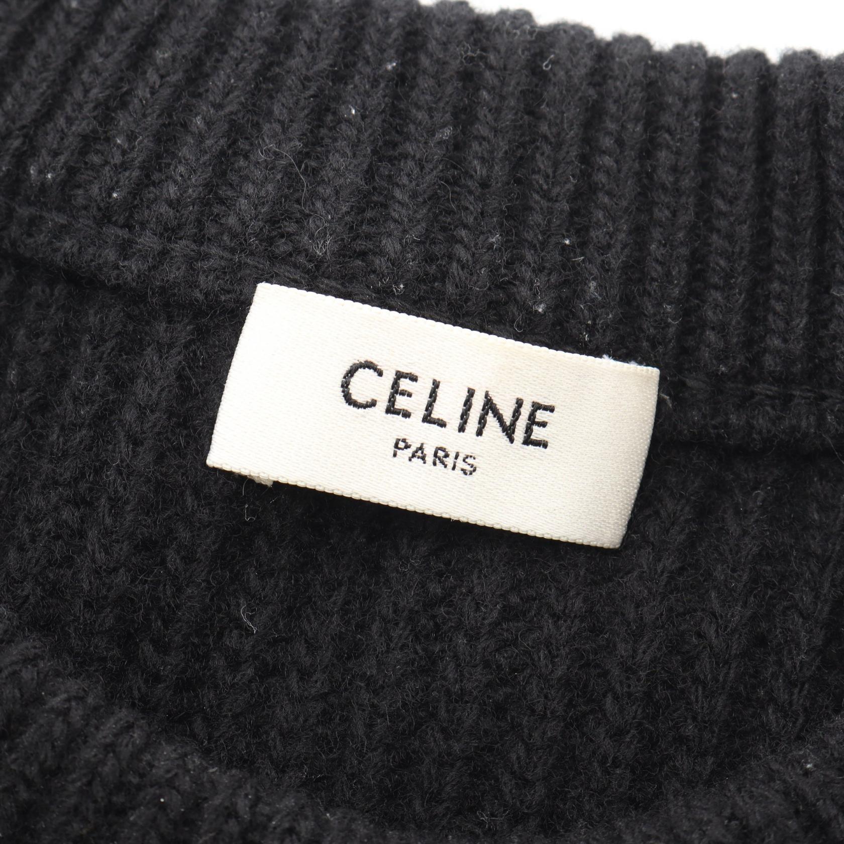 ロゴ オーバーサイズ リブ ニット ウール ブラック セリーヌ トップス CELINE