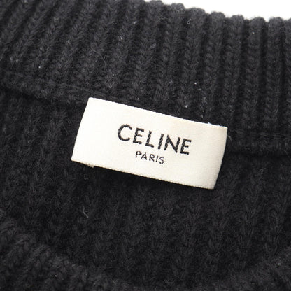 ロゴ オーバーサイズ リブ ニット ウール ブラック セリーヌ トップス CELINE