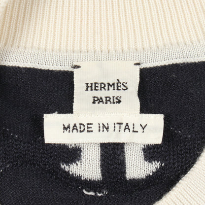 シェーヌダンクル ニット カシミヤ シルク ネイビー ホワイト エルメス トップス HERMES