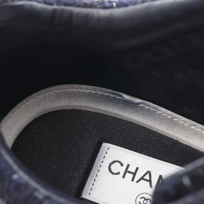 ココマーク スニーカー ツイード スエード レザー ネイビー シャネル シューズ CHANEL
