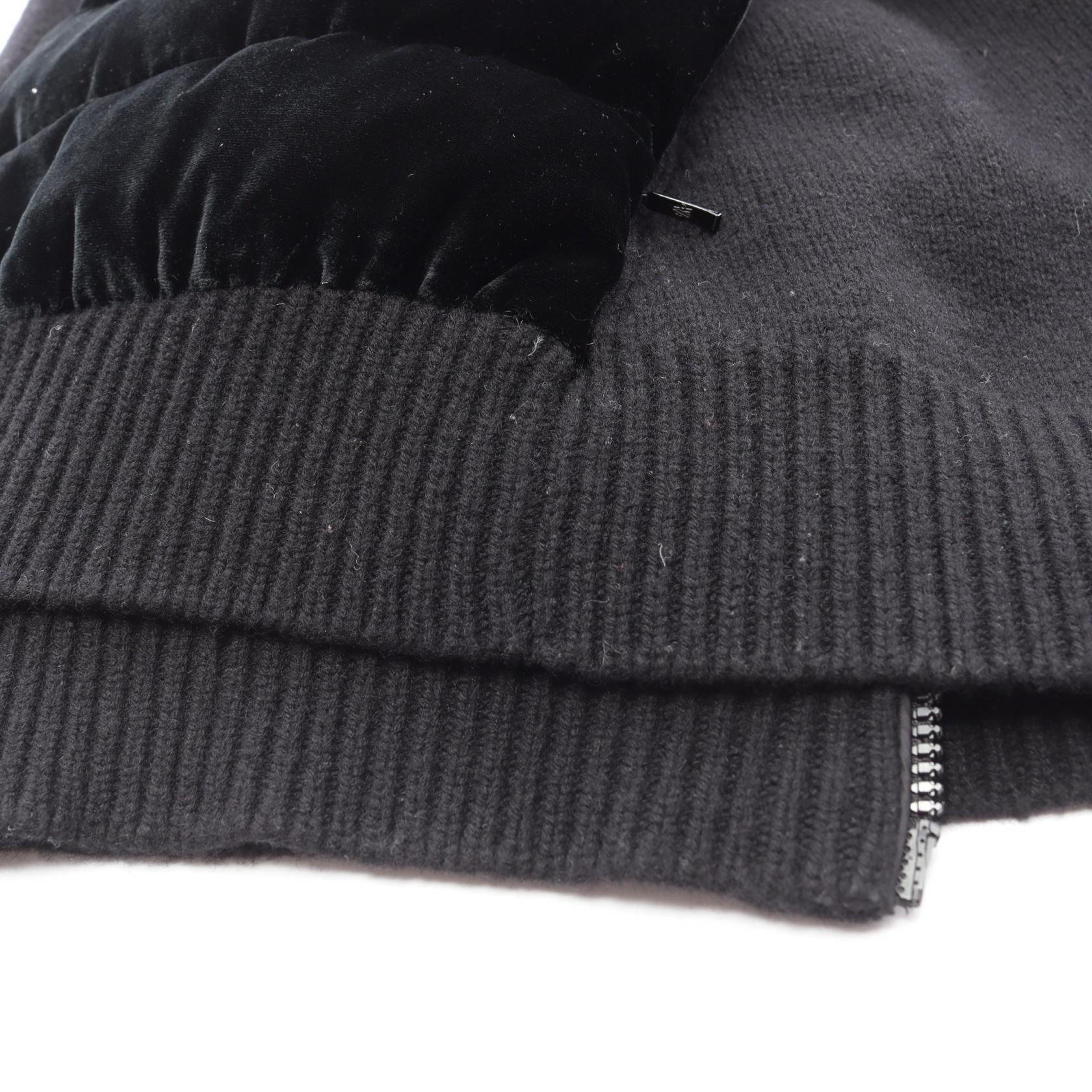 ベロア ニット切替 ダウンジャケット ウール カシミヤ レーヨン ブラック モンクレール アウター MONCLER