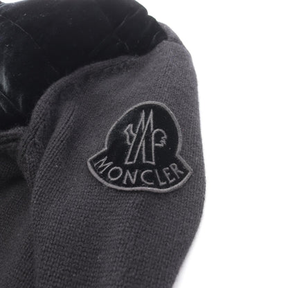 ベロア ニット切替 ダウンジャケット ウール カシミヤ レーヨン ブラック モンクレール アウター MONCLER