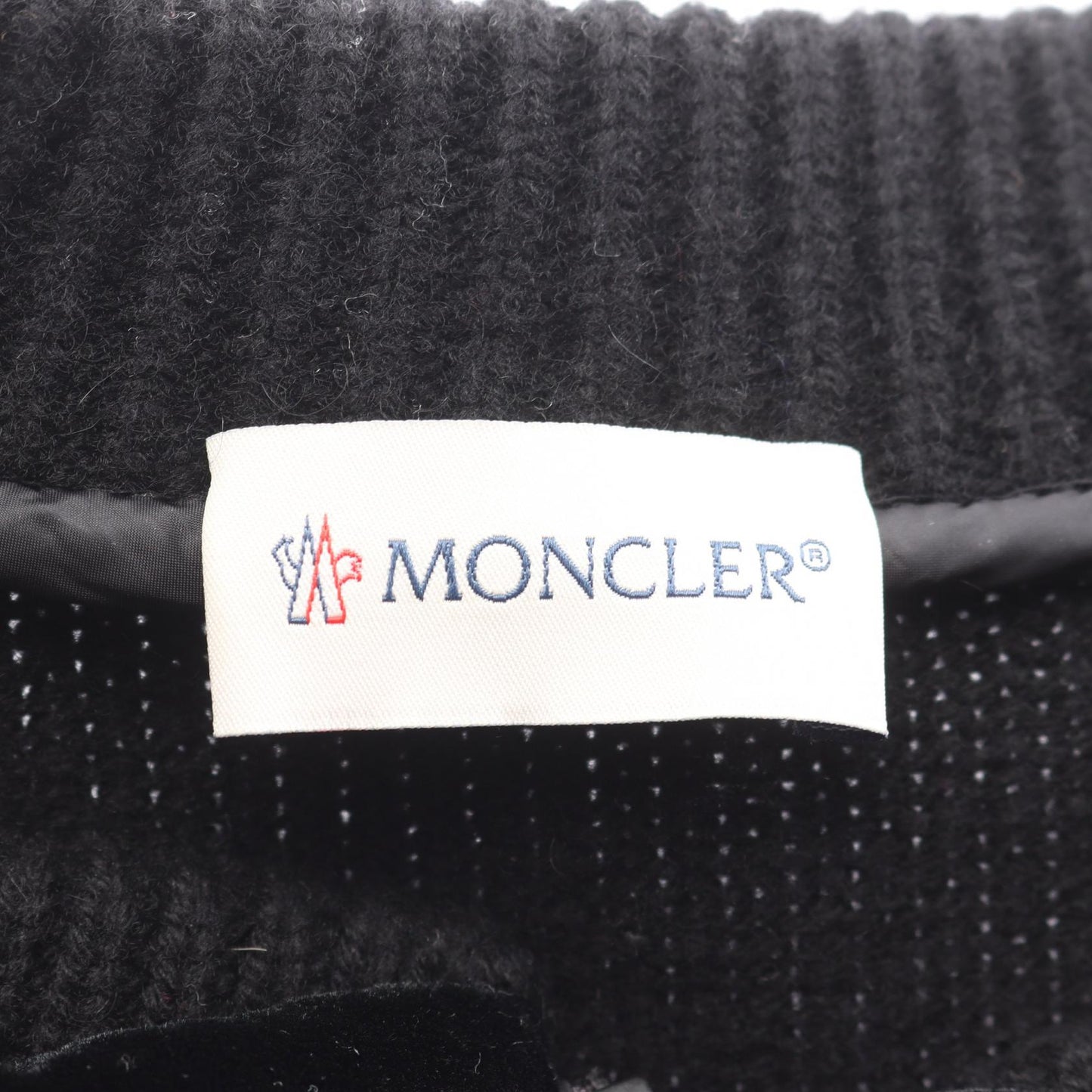 ベロア ニット切替 ダウンジャケット ウール カシミヤ レーヨン ブラック モンクレール アウター MONCLER