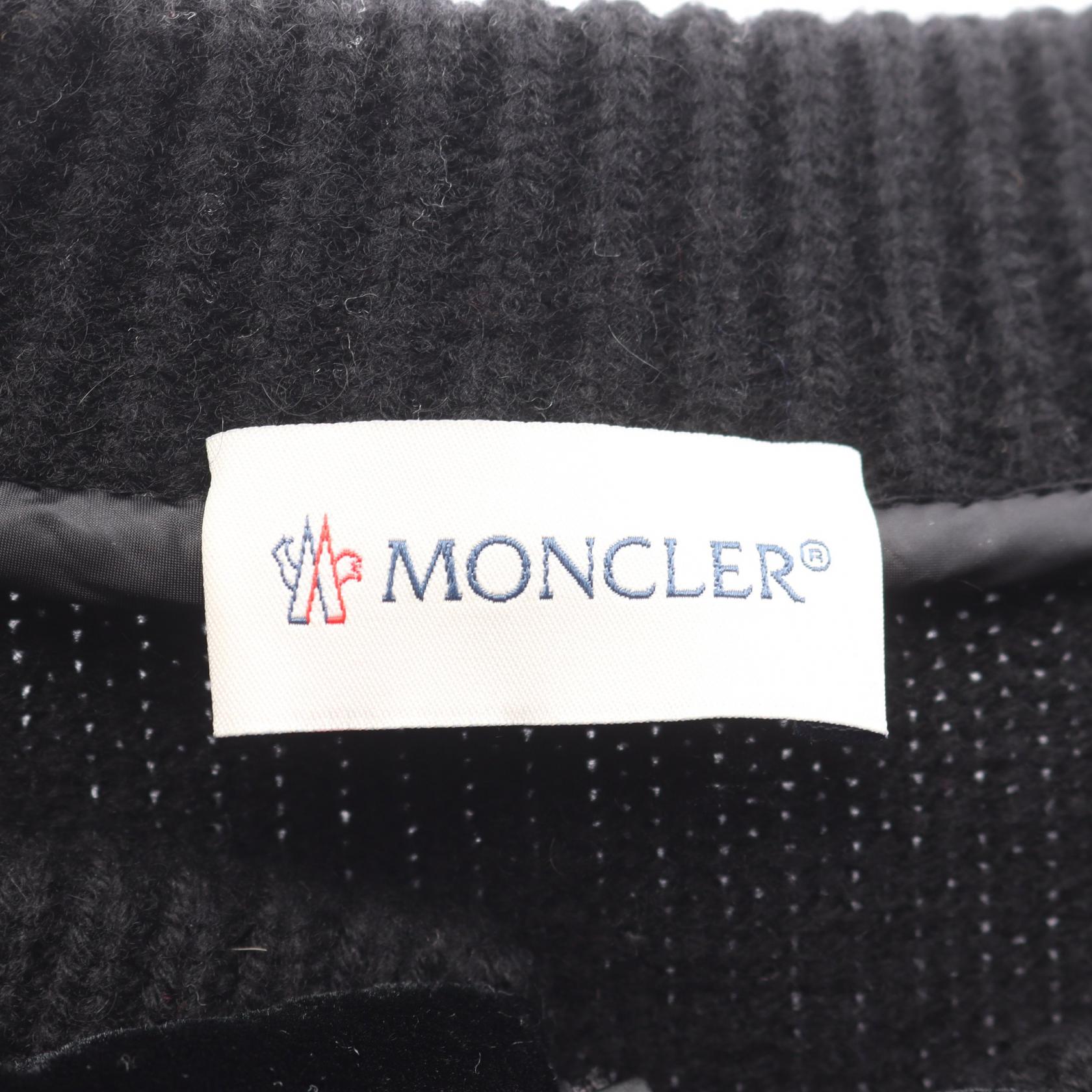 ベロア ニット切替 ダウンジャケット ウール カシミヤ レーヨン ブラック モンクレール アウター MONCLER