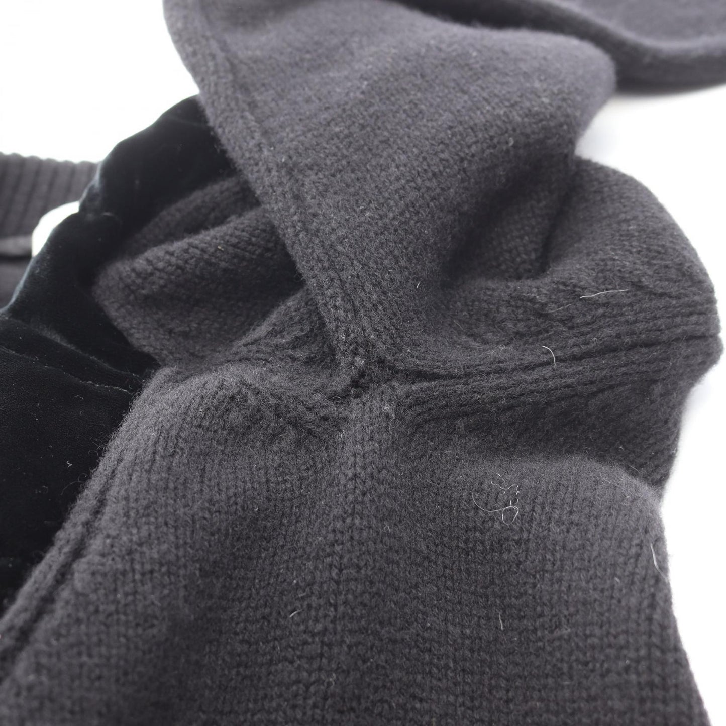 ベロア ニット切替 ダウンジャケット ウール カシミヤ レーヨン ブラック モンクレール アウター MONCLER