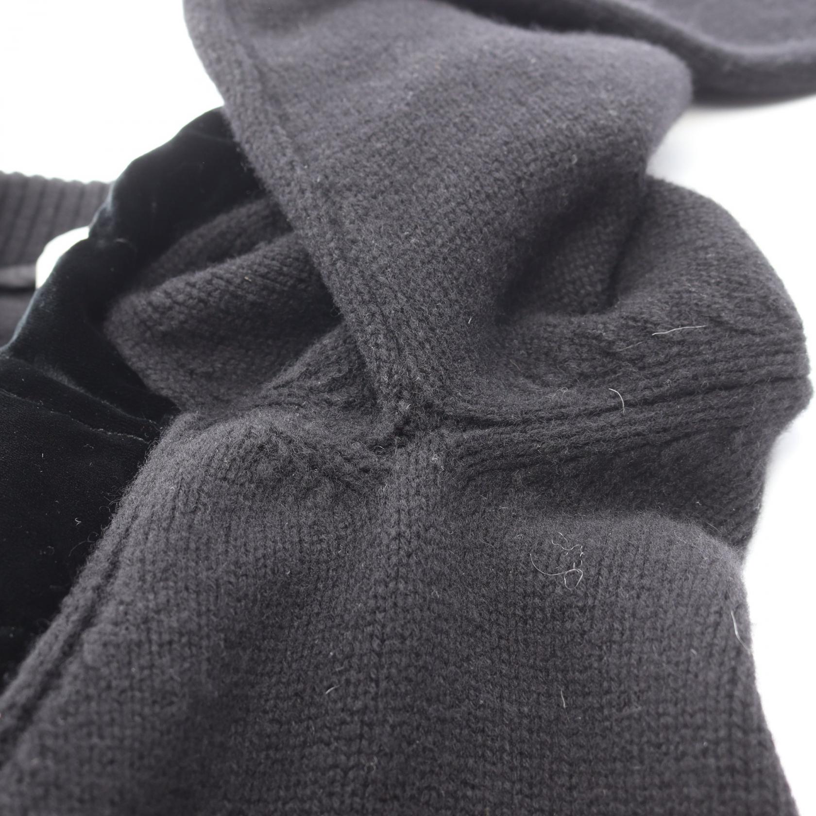 ベロア ニット切替 ダウンジャケット ウール カシミヤ レーヨン ブラック モンクレール アウター MONCLER