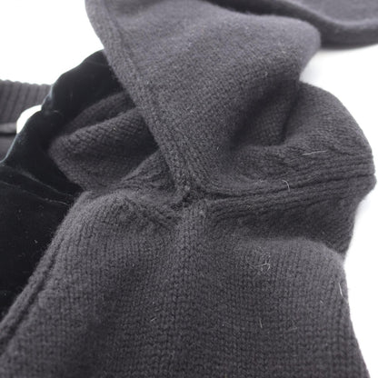 ベロア ニット切替 ダウンジャケット ウール カシミヤ レーヨン ブラック モンクレール アウター MONCLER