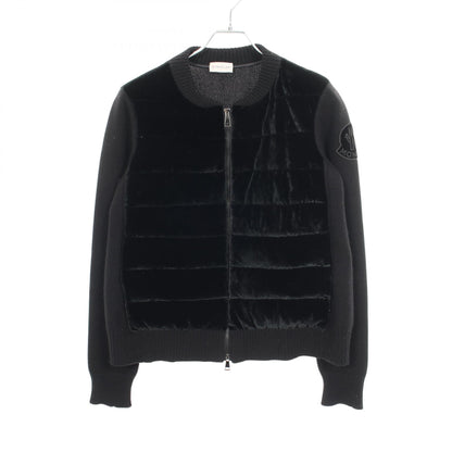 ベロア ニット切替 ダウンジャケット ウール カシミヤ レーヨン ブラック モンクレール アウター MONCLER