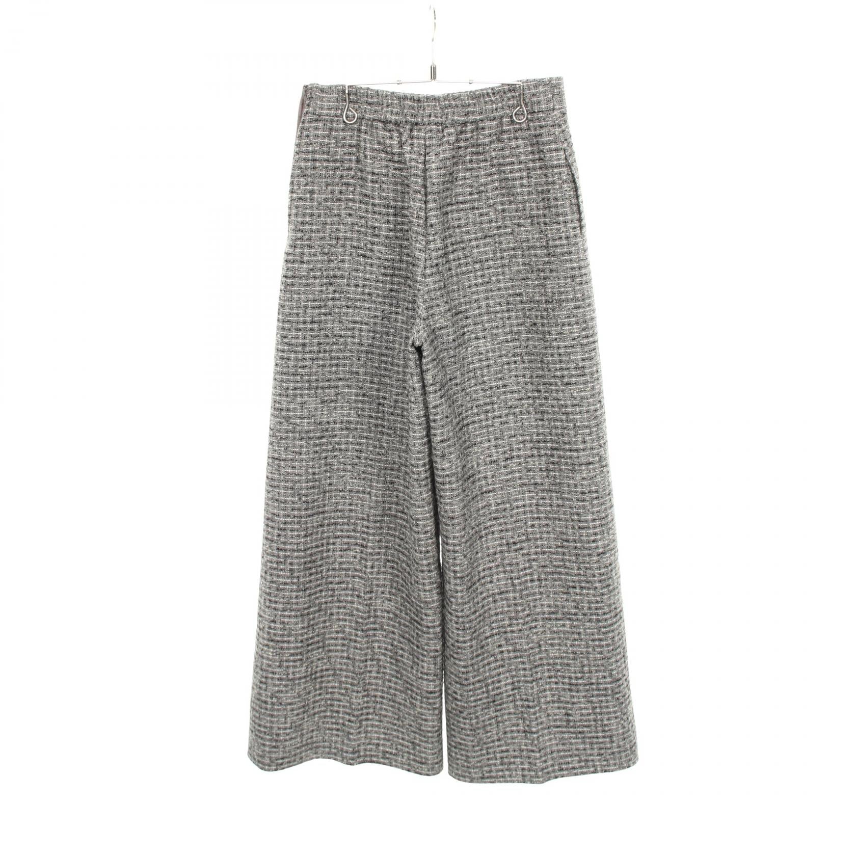 ツイード チェック柄 ワイドパンツ ウール グレー ルネ ボトムス Rene