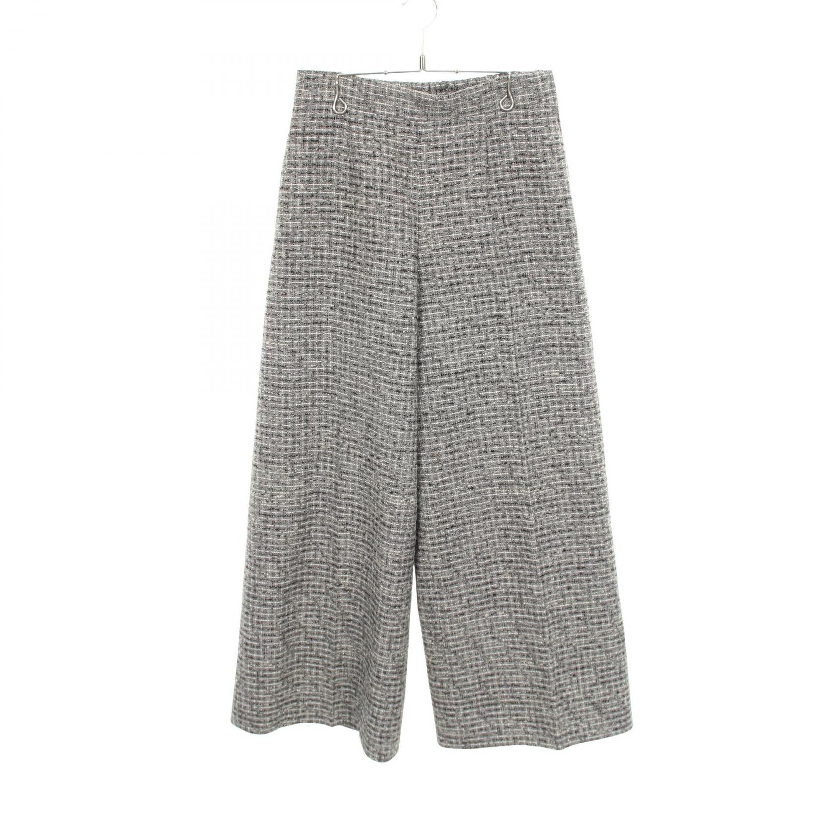 ツイード チェック柄 ワイドパンツ ウール グレー ルネ ボトムス Rene