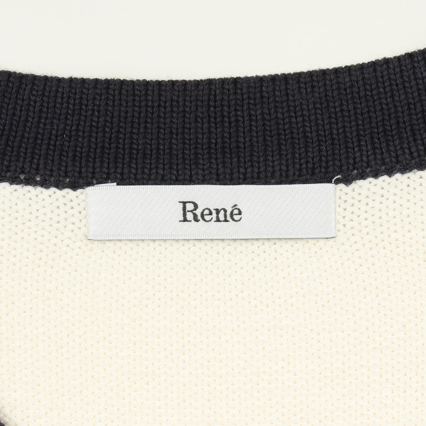 Vネック カーディガン コットン ホワイト ネイビー ルネ トップス Rene