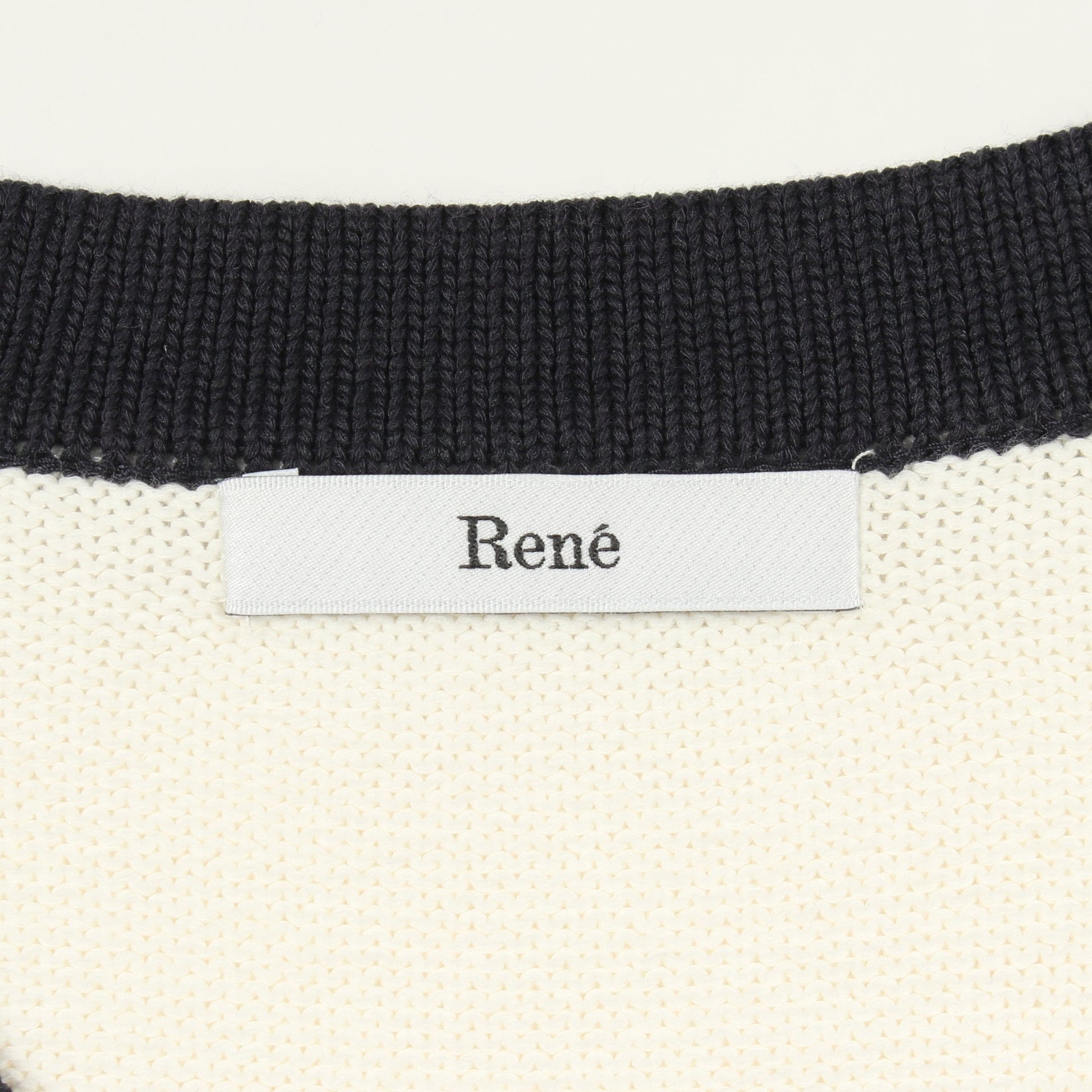 Vネック カーディガン コットン ホワイト ネイビー ルネ トップス Rene
