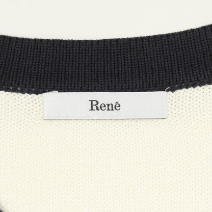 Vネック カーディガン コットン ホワイト ネイビー ルネ トップス Rene