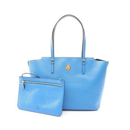 ショルダーバッグ トートバッグ レザー ブルー エムシーエム