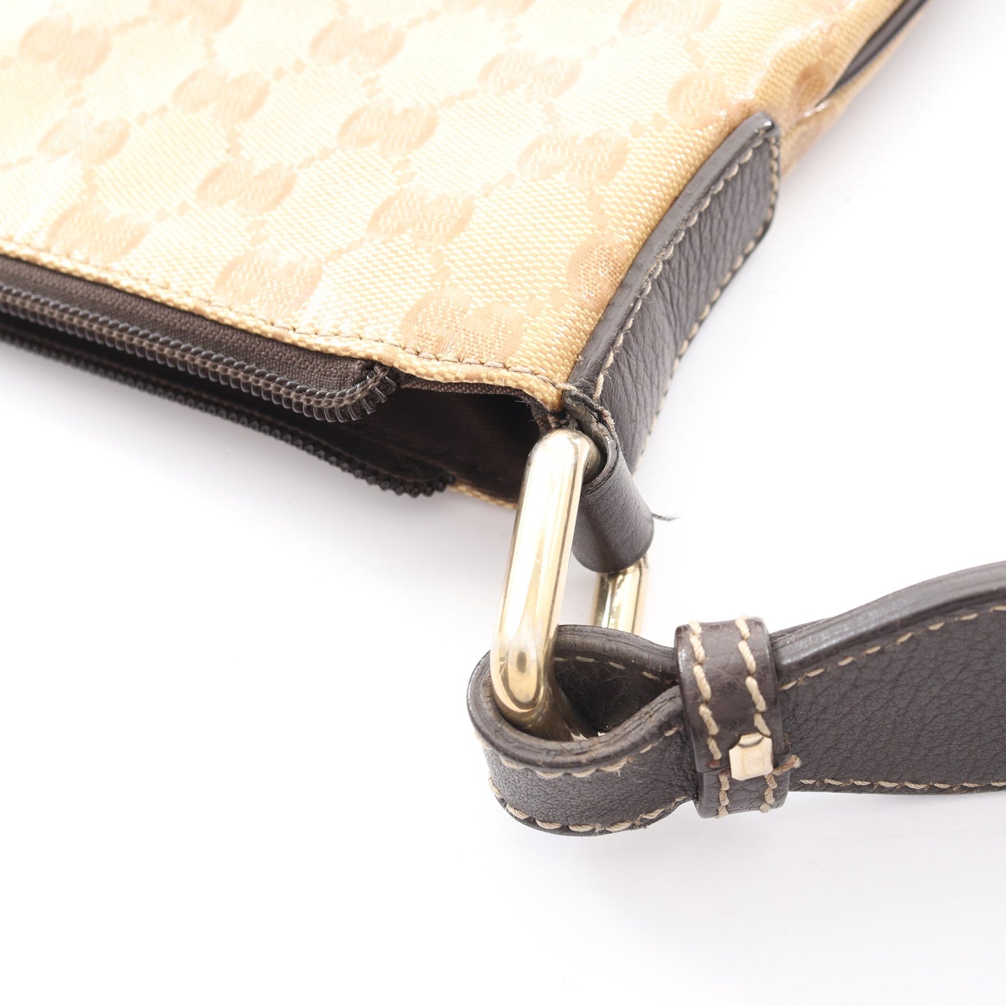 GGクリスタル ショルダーバッグ コーティングキャンバス レザー ベージュ グッチ