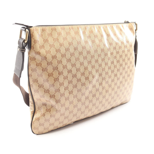 GGクリスタル ショルダーバッグ コーティングキャンバス レザー ベージュ グッチ