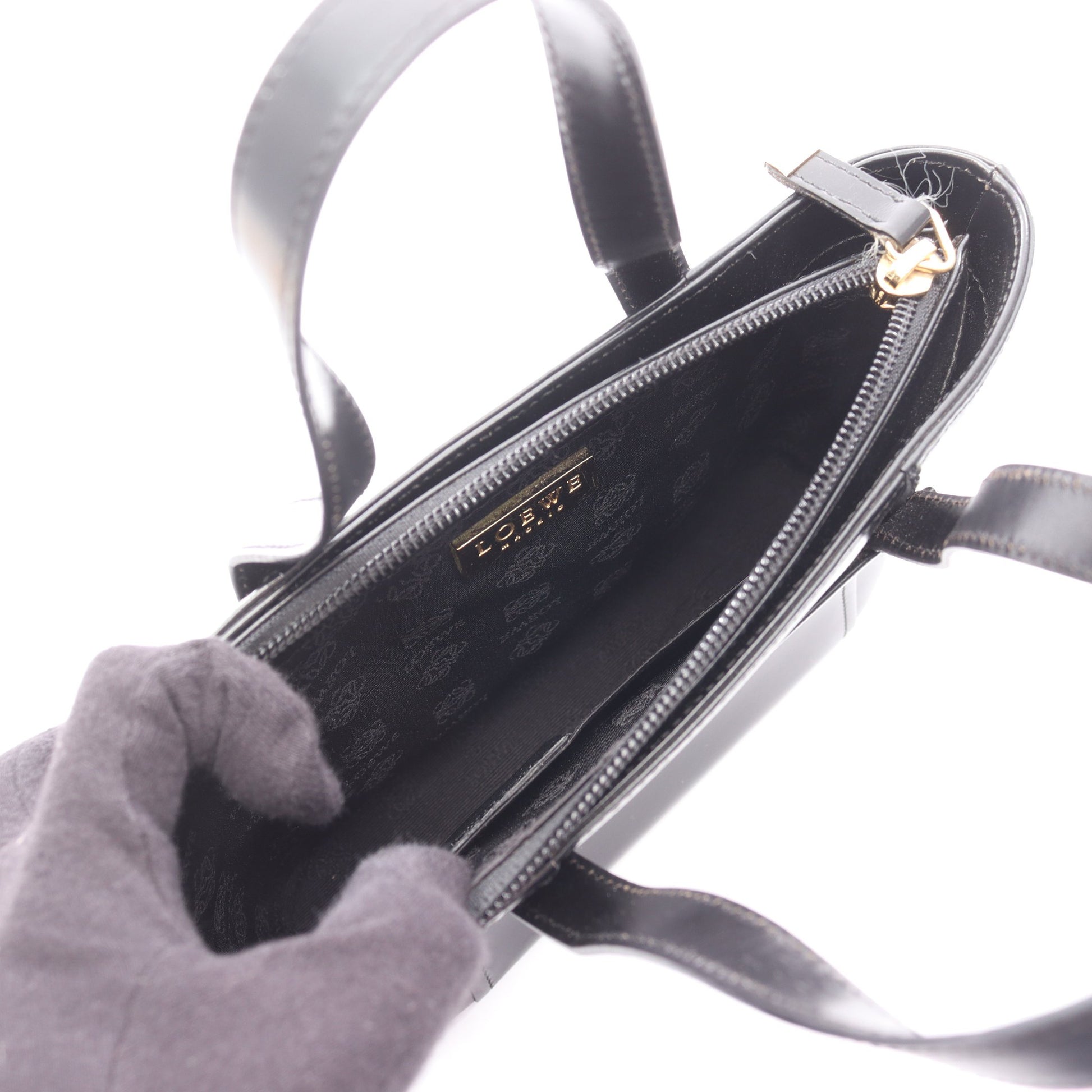 ハンドバッグ レザー ブラック ロエベ バッグ LOEWE